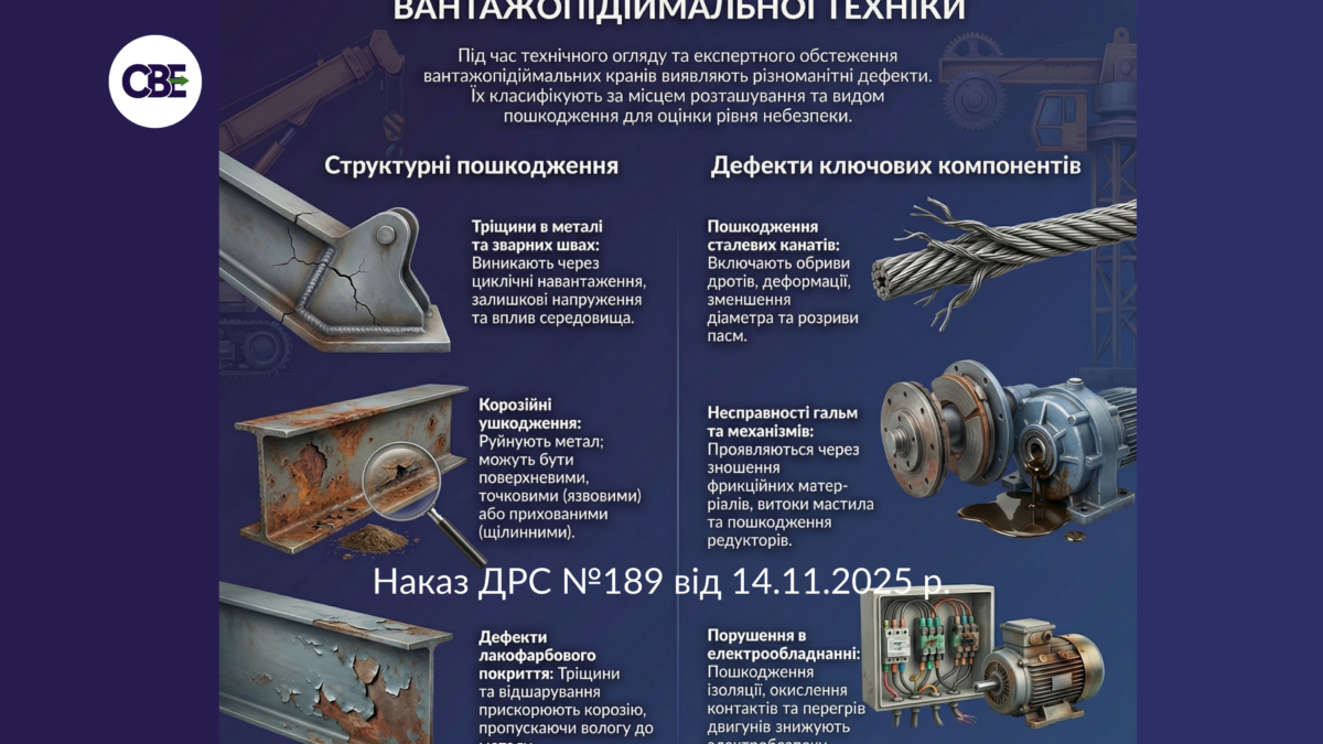 Найбільш поширені дефекти вантажопідіймальних кранів