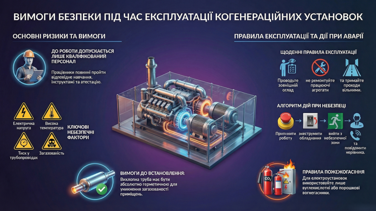 Когенераційні установки. Вимоги безпеки під час встановлення та експлуатації когенераційних установок (КГУ)